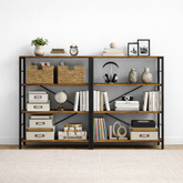 Bark 4-Tier Industrial Style Bookcase - Rustic Oak