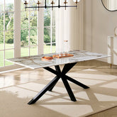 Charlton 200cm Rectangular 8 Seater Dining Table - Marble Top