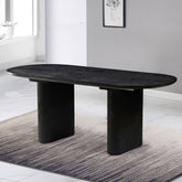 Black extendable oval dining table 6 8 seater in modern dining room