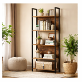 Bark 5-Tier Bookshelf - Rustic Brown