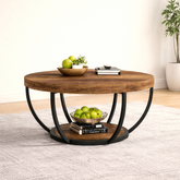 Bark Round Coffee Table - Rustic Oak
