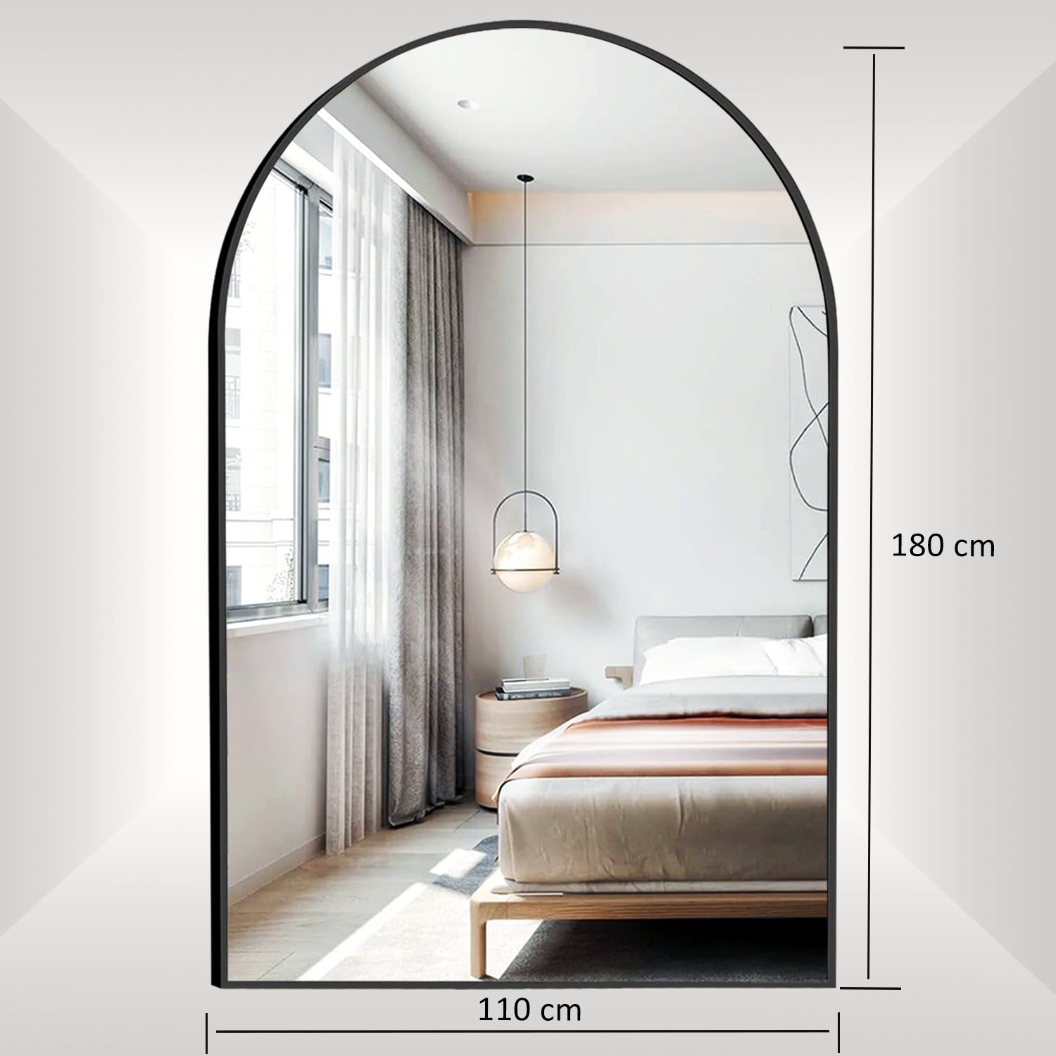 Optim Noir Extra Large Arch Mirror Black - 180x110cm