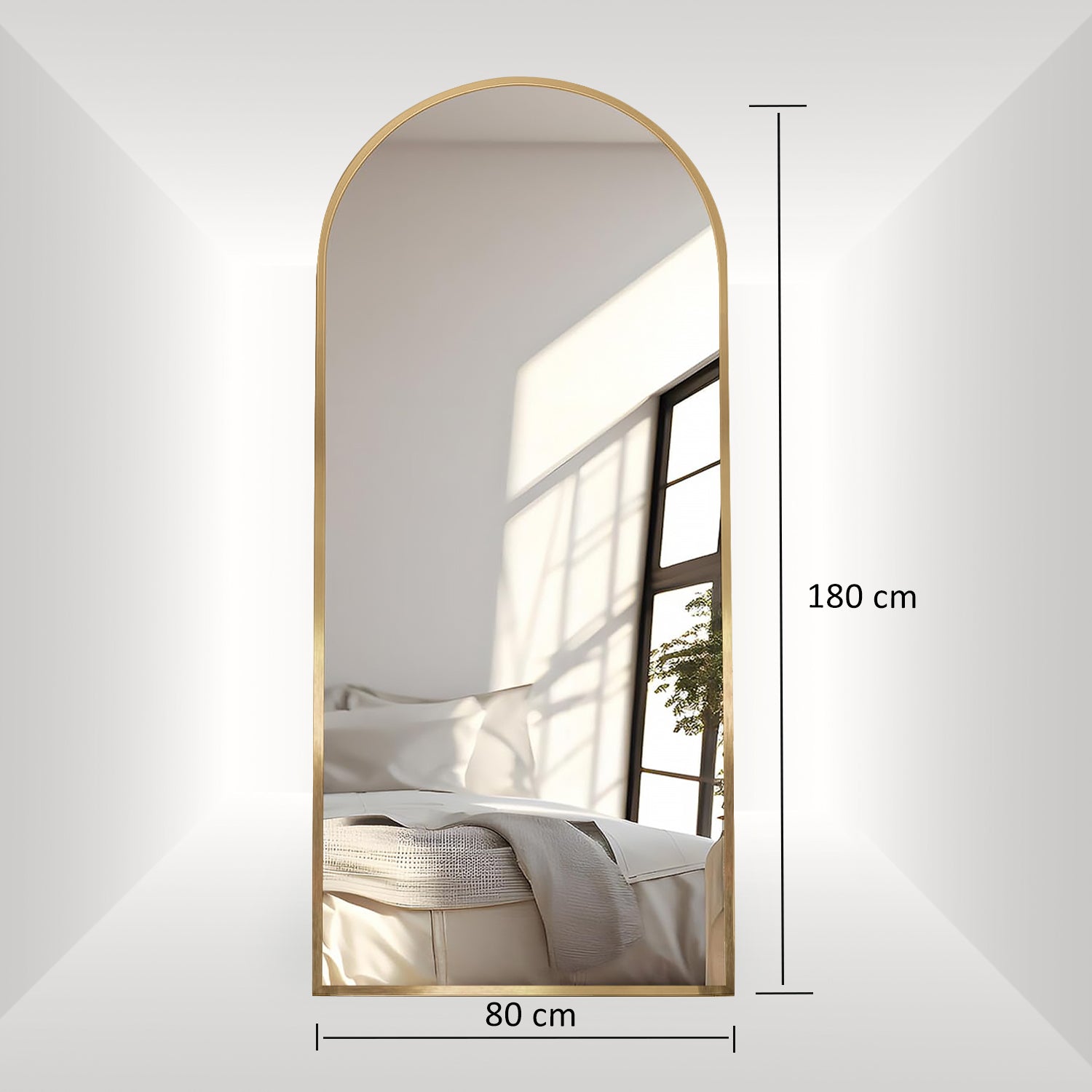 Legacy Large Arch Mirror Brushed Brass - 180x80cm