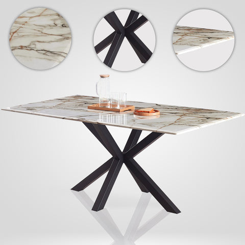 Charlton 200cm Rectangular 8 Seater Dining Table - Marble Top