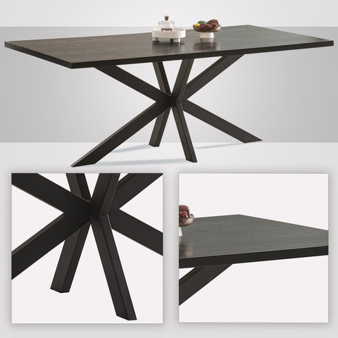 Black 8 seater dining table UK 200cm rectangular side profile