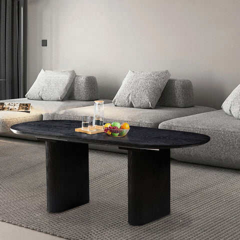 Pure black extendable oval dining table 6 8 seater at 160cm length