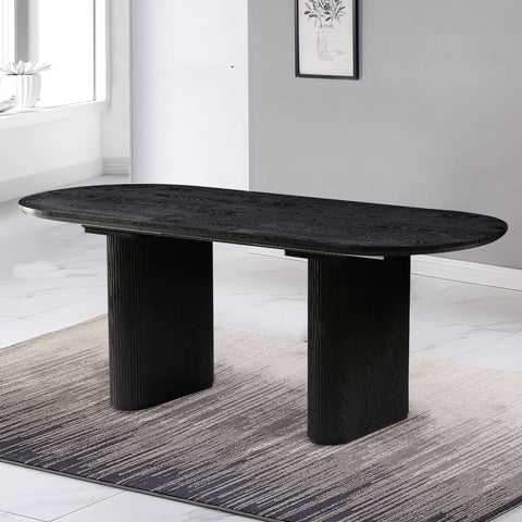 Black extendable oval dining table 6 8 seater in modern dining room