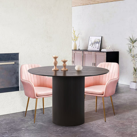 Pure black round dining table 6 seater UK with 120cm diameter top