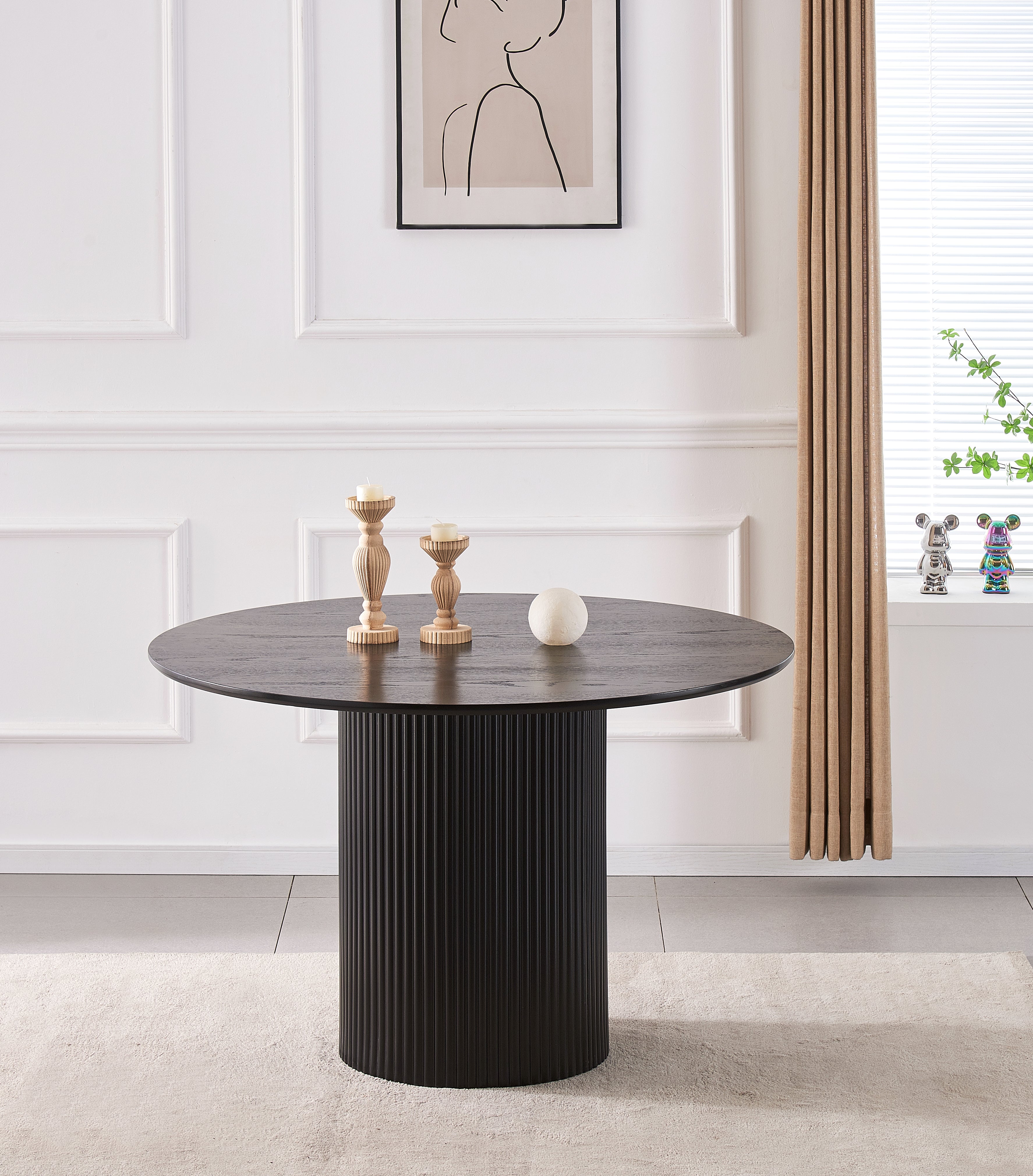 Black round dining table 6 seater UK Pure 120cm in modern dining room