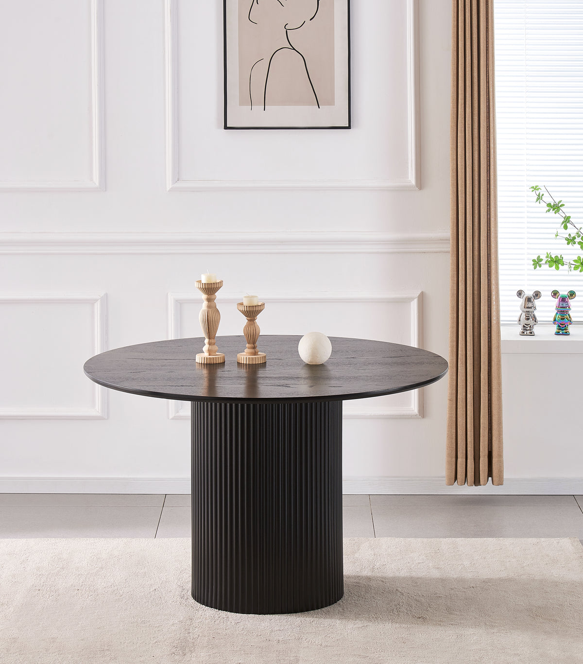 Black round dining table 6 seater UK Pure 120cm in modern dining room