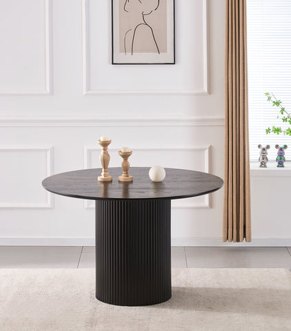 Black round dining table 6 seater UK Pure 120cm in modern dining room
