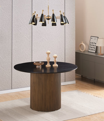 Brown black round dining table Pure 6 seater 120cm