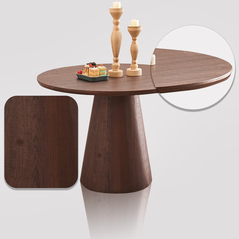 Buy round walnut dining table Grove 6 seater styled in contemporary dining room