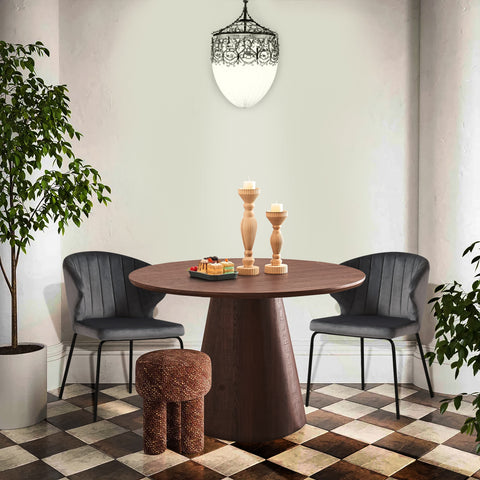 Buy round walnut dining table with 120cm top and rich walnut finish