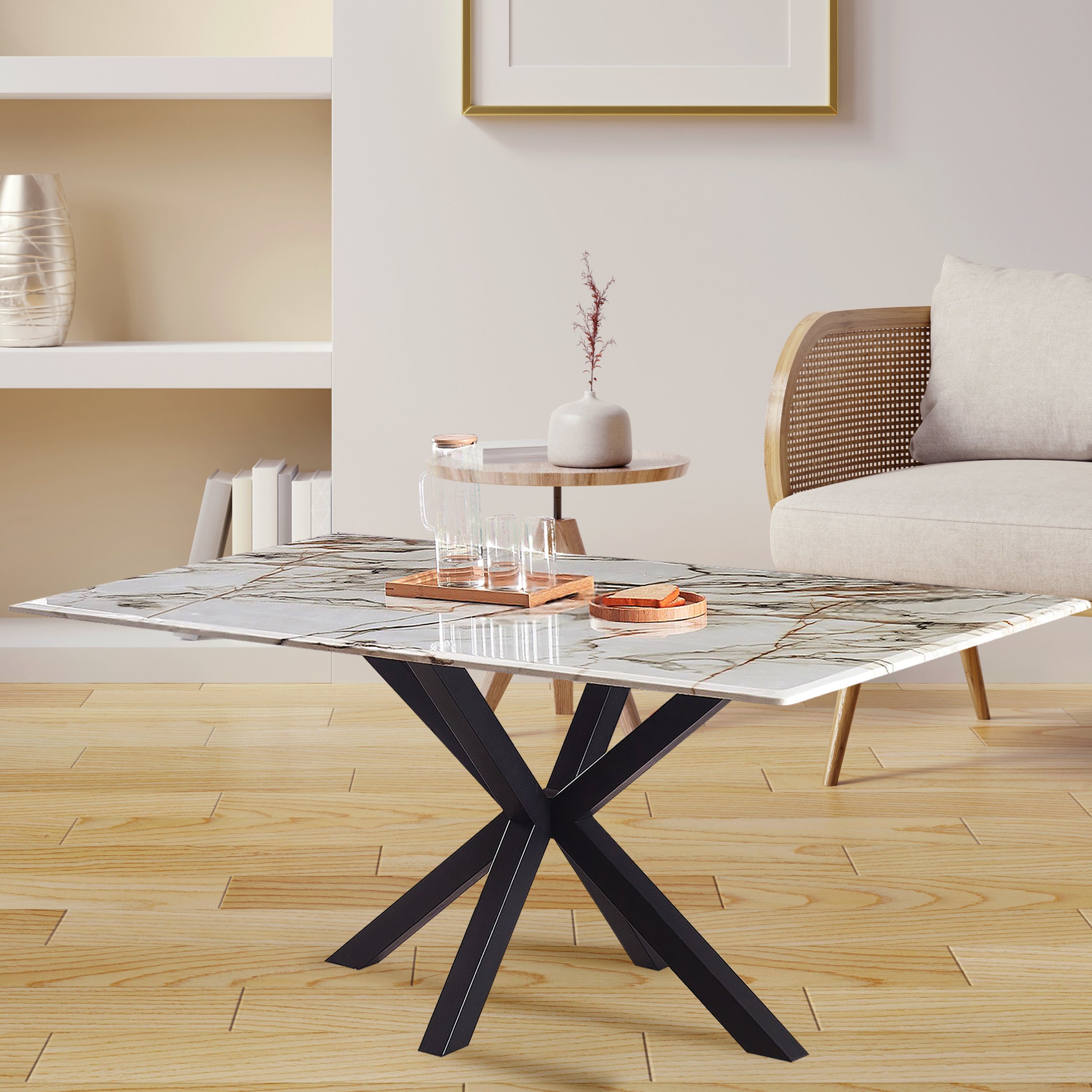 Charlton marble top 8 seater dining table 200cm rectangular