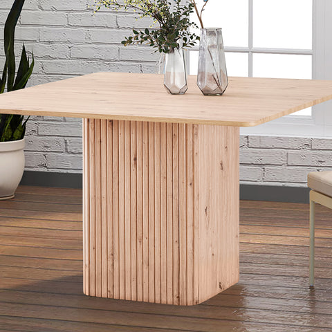 Eden oak square dining table 6 seater 120cm in ash beige finish