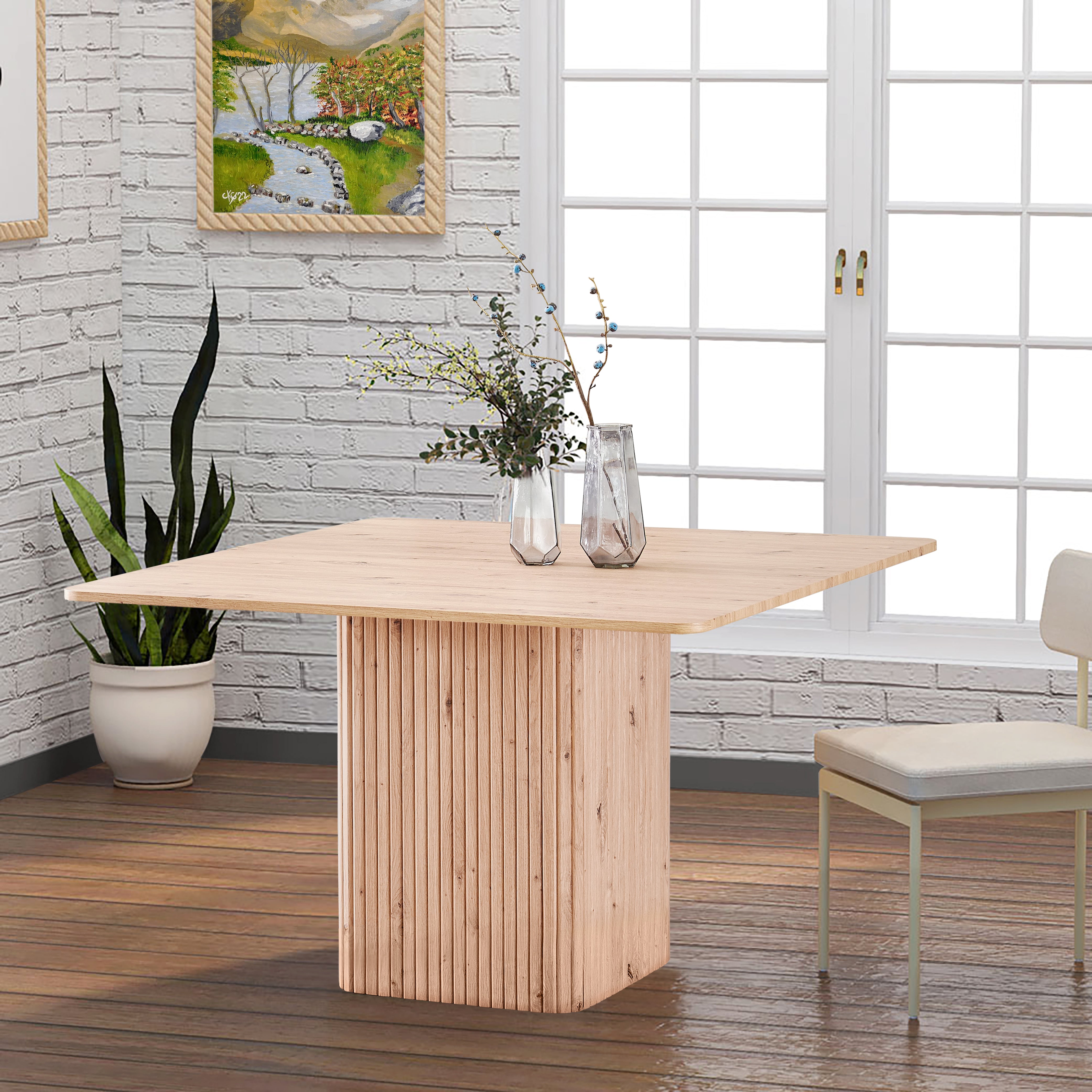 Oak square dining table 6 seater Eden 120cm in modern dining room