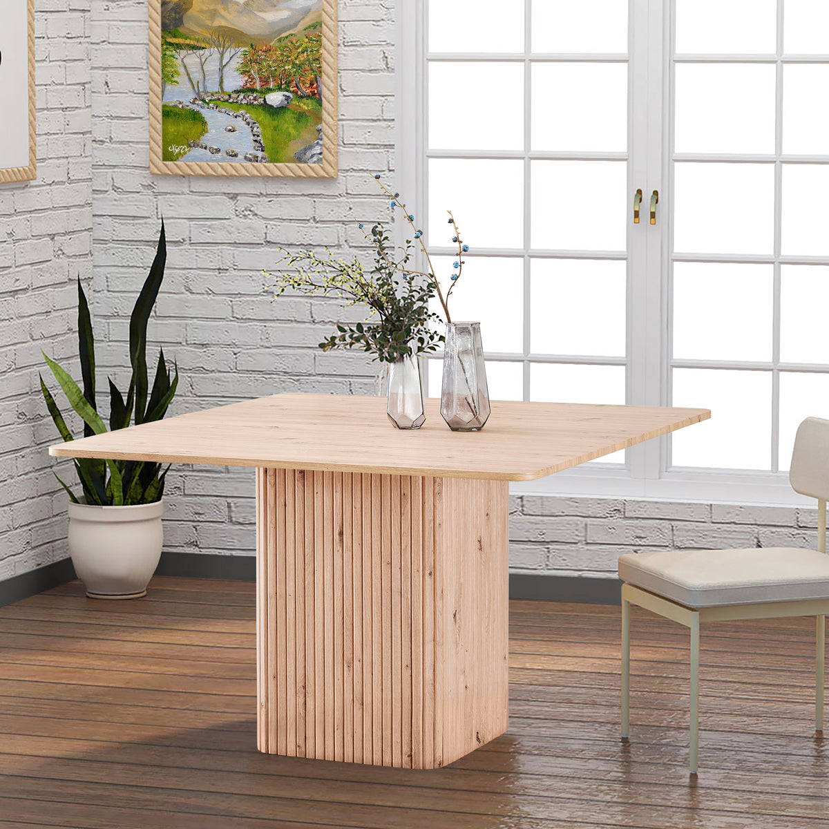 Oak square dining table 6 seater Eden 120cm in modern dining room