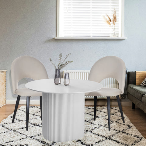 Chelsea Set of 2 Dining Chairs - Beige Velvet