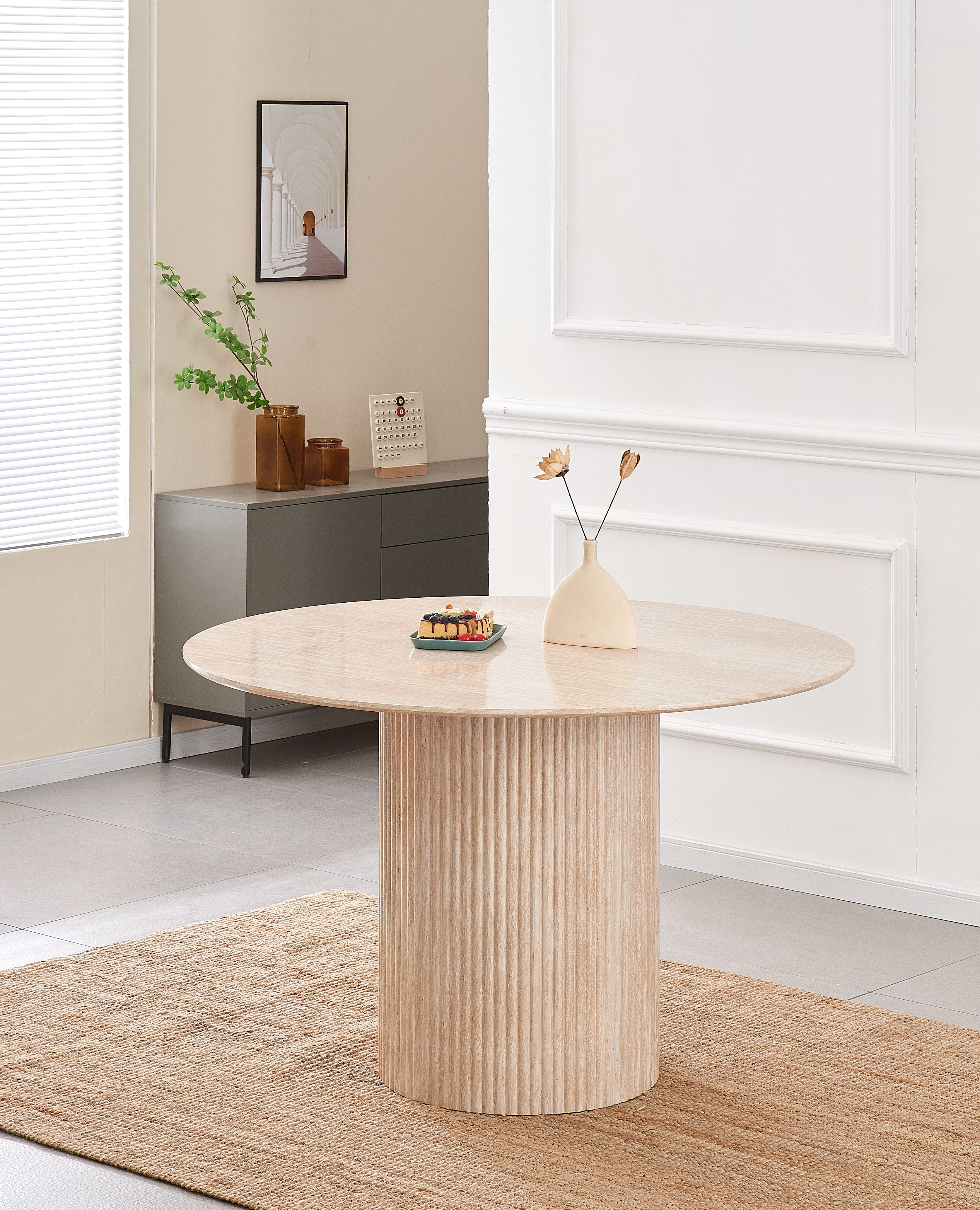 Round ash dining table 6 seater UK Pure 120cm in modern dining room