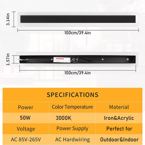 Longton LED Wall Light Long Strip 100cm Warm White Light