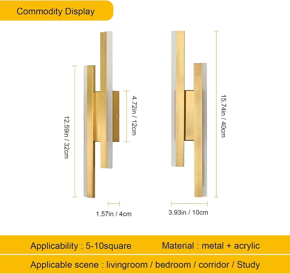 Elite LED Wall Modern Wall Light Warm White - Brushed Brass