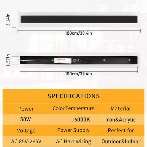 Longton LED Wall Light Long Strip 100cm White Light